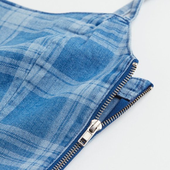 💥3/$15💥NWT - H&M Divided Fitted Denim Dress in Blue - Size Small - Picture 4 of 14